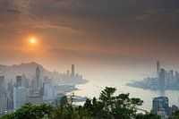 Zonsondergang over Victoria Harbour Hong Kong