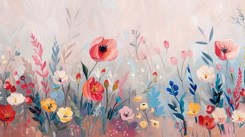 Kleurrijk bloemenveld met wilde veldbloemen