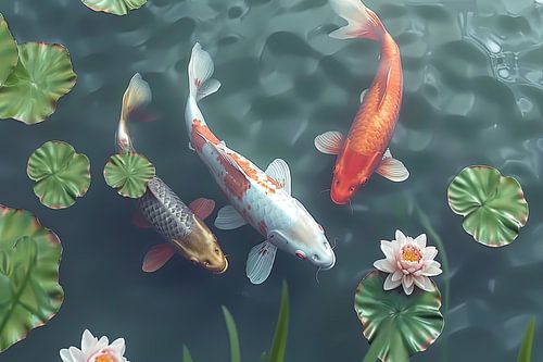 koi karper vissen in een vijver