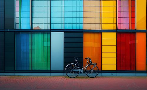 Cycling in a colourful city