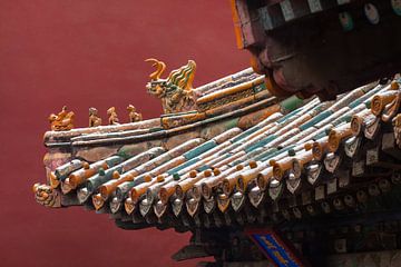 Roof detail of Forbidden City in the snow by Chihong