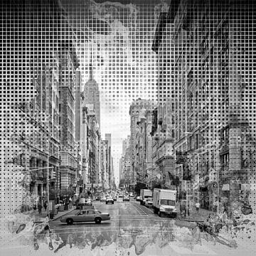 Grafische Kunst in de STAD NEW YORK op 5th Avenue | zwart-wit