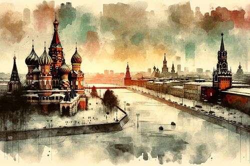 Melodie van Moskou: Kremlin en Sint-Basiliuskathedraal in de mist