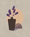 Illustration of a still life with purple flowers in a bottle by Tanja Udelhofen thumbnail