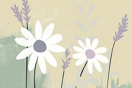 Bloemenveld in zachte kleuren - Minimalistisch van Poster Art Shop