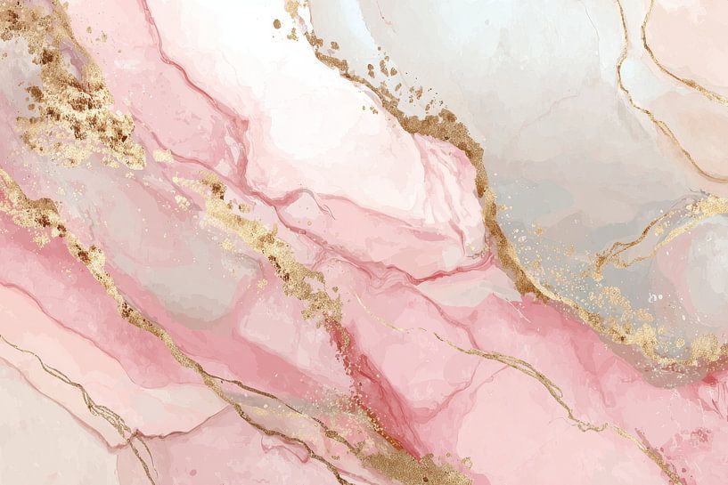 Abstrakter Marmor in Rosa und Gold mit einem Hauch von Glamour von Eva Lee