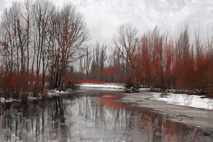 Journée d'hiver froide avec une rivière calme par Art & Soul Creations