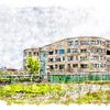 Woonzorgcomplex Borrendamme in Zierikzee (aquarel) van Art by Jeronimo