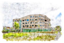 Borrendamme residential care complex in Zierikzee (watercolour) by Art by Jeronimo