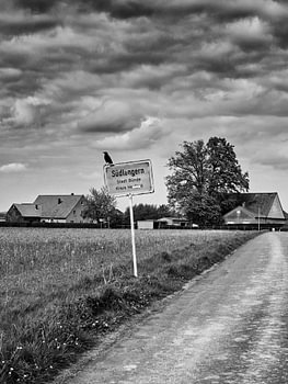 Ortseingangsschild von Bünde Südlengern | S/W