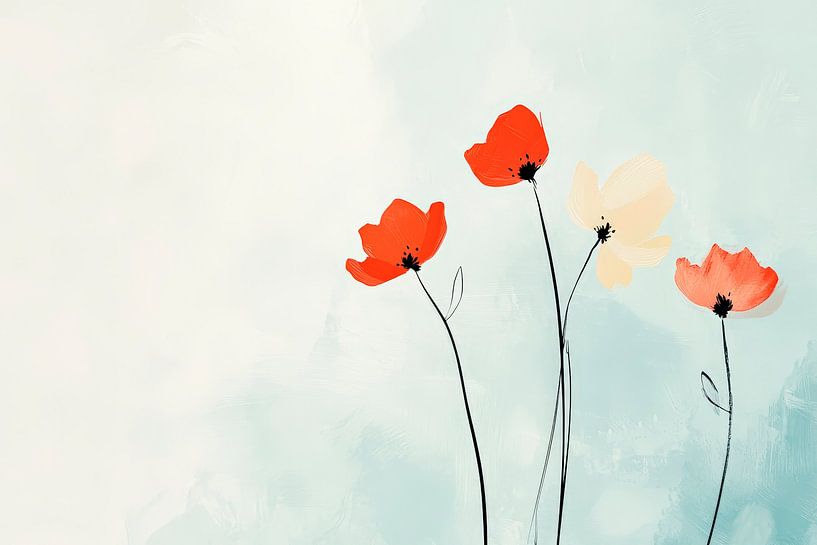 Farbenfrohe Blumen auf sanftem Hintergrund von Poster Art Shop