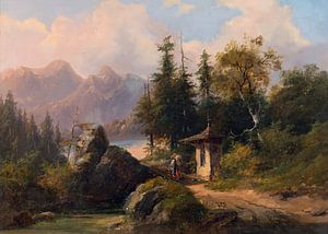 Gustav Barbarini, Berglandschaft mit Bergsee