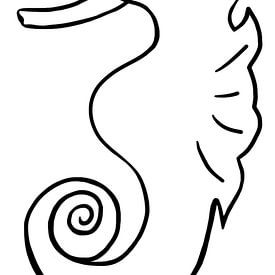 Hippocampe ~ dessin au trait abstrait sur Joyce Kuipers