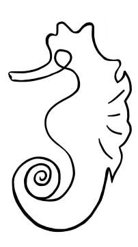 Seepferdchen ~ abstrakte Strichzeichnung von Joyce Kuipers