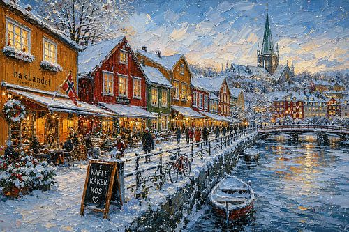 Trondheim in Norway painting.