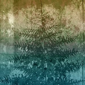 Abies somnium - Botanique abstraite minimaliste en vert pastel et bleu sur Dina Dankers