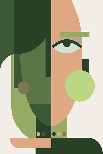 Modern Art! | Mid Century Abstract Wall Art in Green by Marian Nieuwenhuis