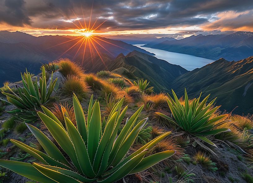 Berge, beleuchtet bei Dämmerung von fernlichtsicht