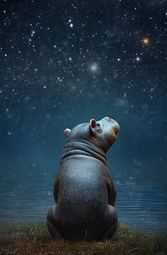 Starrynight nijlpaard van Brigitta Meijer