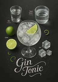 Gin Tonic Poster - Klassieke cocktail met citrusvruchten van Lootprint