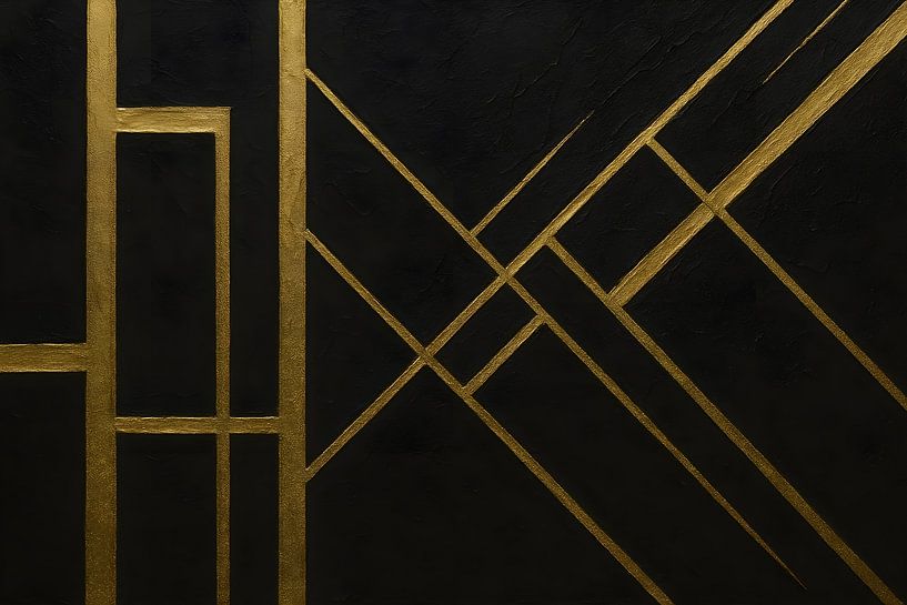 Malerei Gold | Geometrische Kunst in Schwarz und Gold | Art Deco Malerei von AiArtLand
