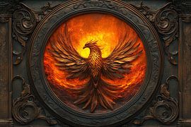 Fiery Phoenix Awakens in the Glow of Transformation by Digitale Schilderijen