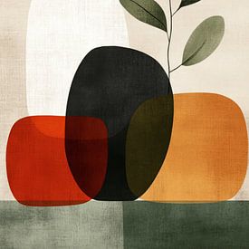 Abstrakte organische Formen, Bohème-Stil von Japandi Art Studio