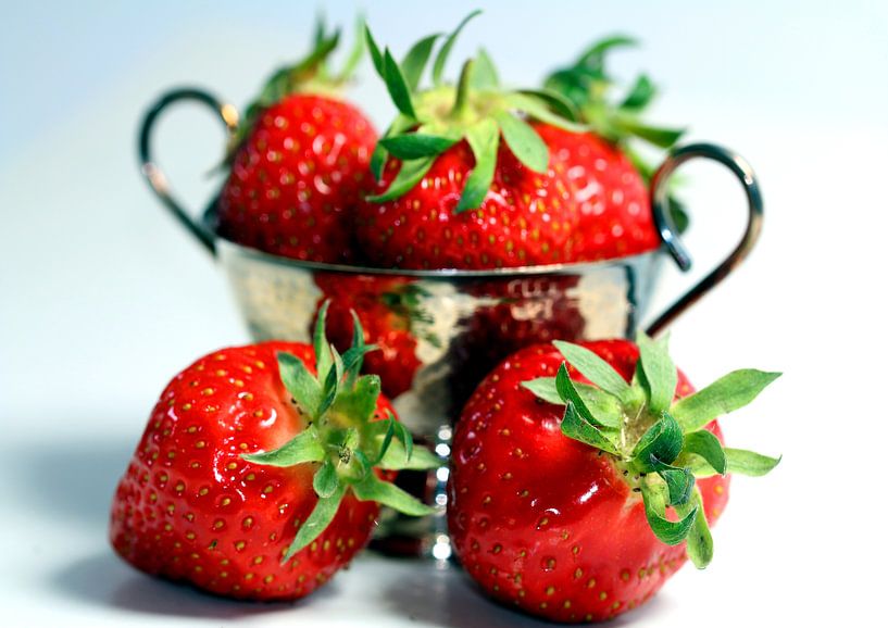 Strawberries in a silver bowl2 by Roswitha Lorz