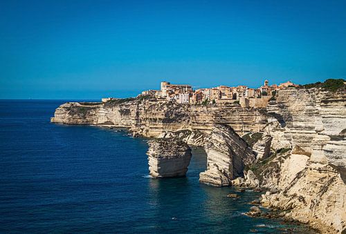 Cliffs of Bonifacio in the background View of the old town of Bonifacio
