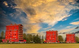 De Drie Rode Flats Almere Buiten van Brian Morgan