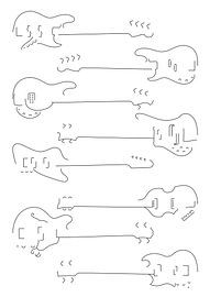 Silhouettes of bass guitars by Drawn by Johan