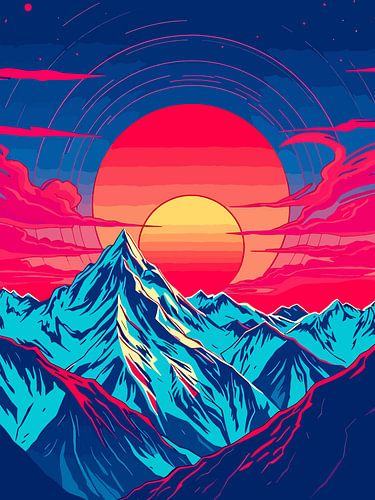 Neonpieken bij zonsondergang