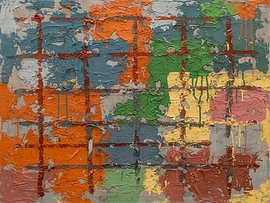 Œuvre d'art abstraite d'inspiration industrielle avec une trame colorée. sur STUDIO ARTSY