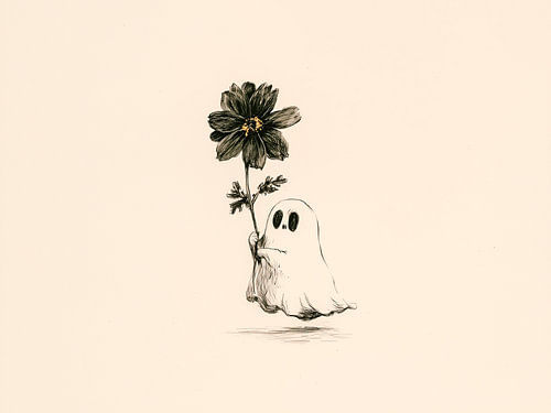 Spookje met een zwarte bloem