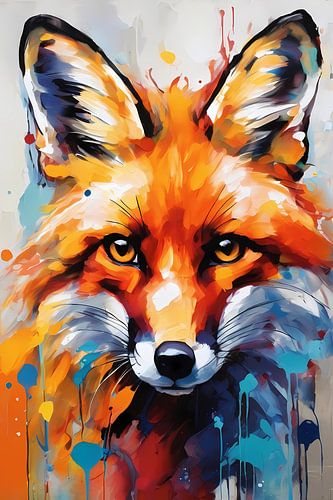 Peinture abstraite colorée d'un renard