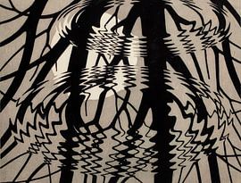 A Tree on a Lake Schwarz und Weiß von David Potter