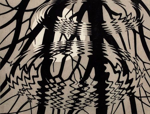 Un arbre sur un lac Noir et blanc