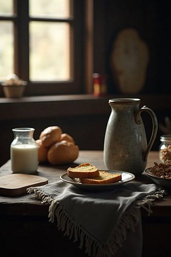 Lumière du matin &amp ; Pain frais - un coup d'œil dans la cuisine de campagne