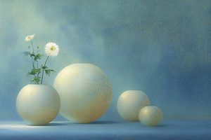 Kugeln mit weißen Blumen