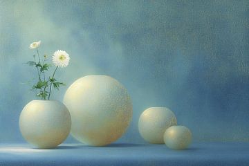 Kugeln mit weißen Blumen