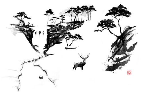 deer in the snow von Péchane Sumie