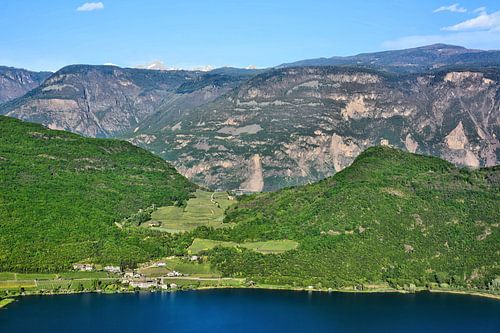Lake Caldaro and the Dolomites in Spring by Gisela Scheffbuch