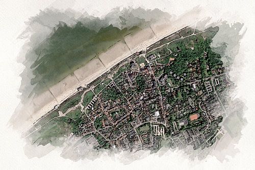 Map of Domburg in Watercolor Style