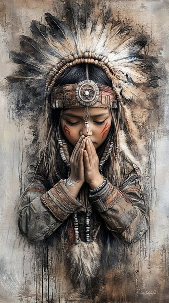 indiaan in Da Vinci stijl van Gelissen Artworks