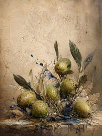 Olive Stillness in Delft Blue by René van den Berg