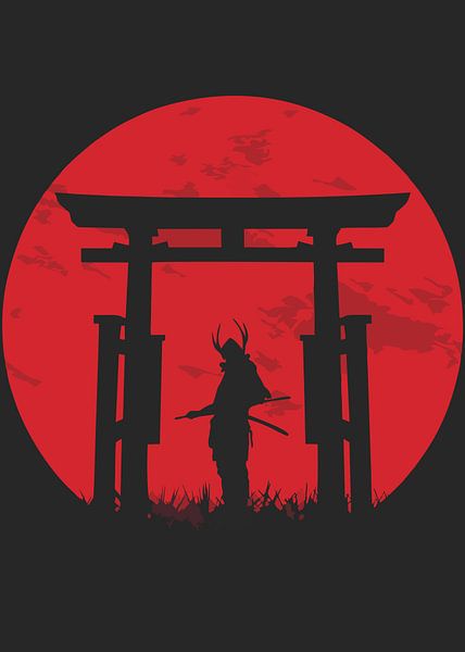Samurai-Silhouette in Japan Tor von Rez Design