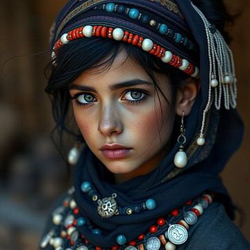A portrait of a berber girl. by J.a Dijkstra