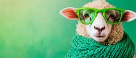 Sheep with glasses and scarf - Funny fresh by Poster Art Shop
