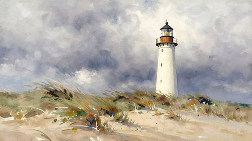 Lighthouse in a dune landscape
