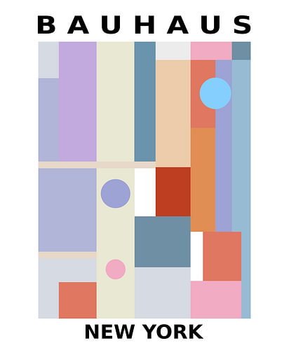 Bauhaus New York in Pastel – Modern Abstract Kunstwerk